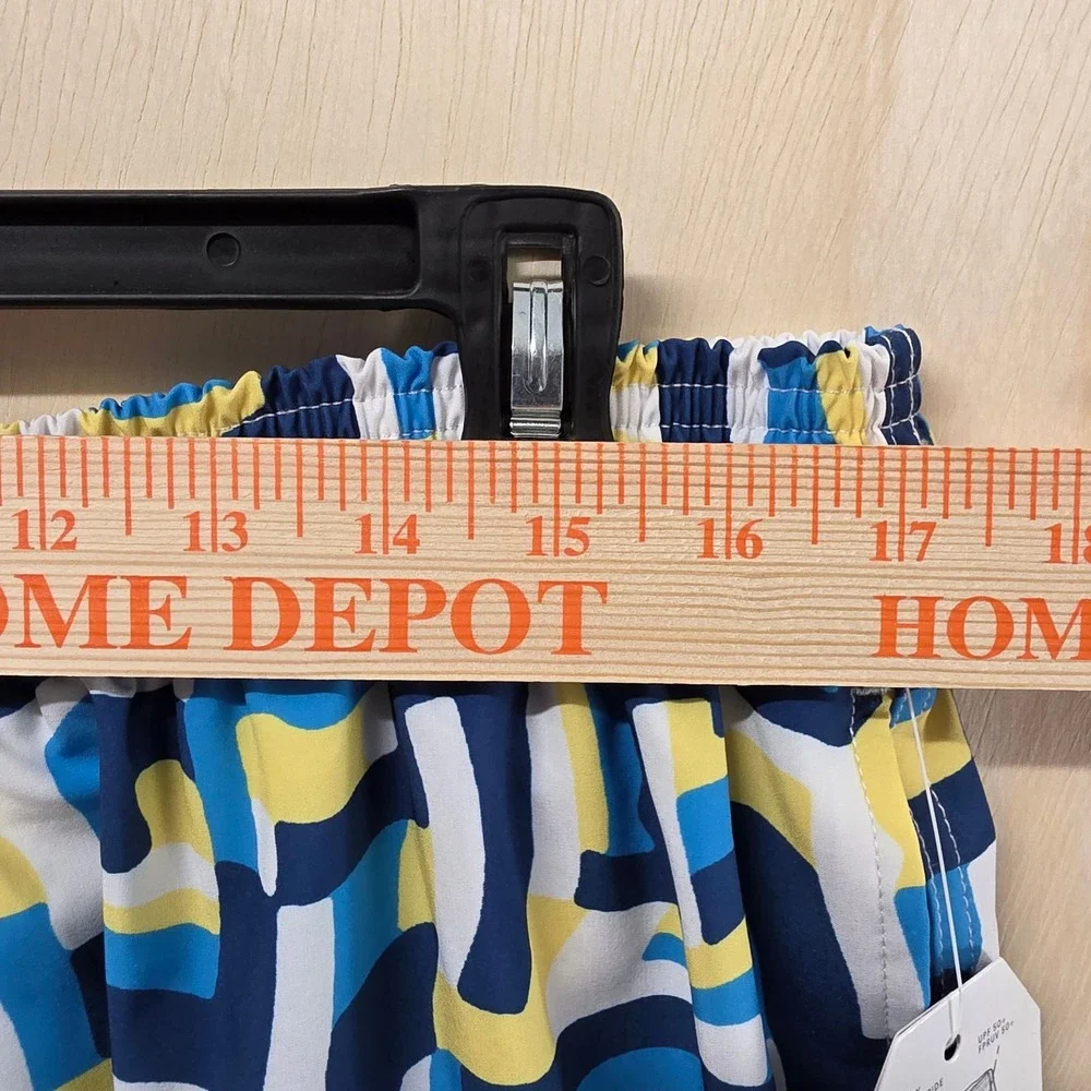 Hot‎ Coals Mens XL Swim Trunks Blue Yellow Geometric Maze Quick Dry UPF 50+ NWT